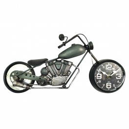 Horloge Industrielle à poser : Grande Moto Chopper, Gris, L 45 cm