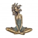 Statuette Design Fille Assise : Un Vent de liberté, Effet Bronze patiné, Résine, H 24 cm