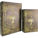 Set 2 Boites livres, Motif Arbre de vie et mysticisme, H 27 cm (Grande)