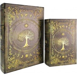 Set 2 Boites Livres : Arbre de vie, Bleu, H 27 cm (Grand)