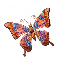 Papillon mural Orange, Métal et Verre, Modèle SOLEDAD, L 30,5 cm