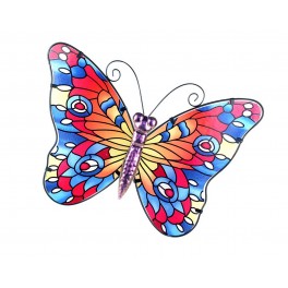 Papillon Mural en Fer : Orange Mandala, Collection Victoria, L 26 cm