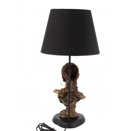 Lampe contemporaine, abat jour noir Buste Femme Africaine, H 56 cm