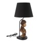 Lampe contemporaine, abat jour noir Buste Femme Africaine, H 56 cm