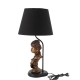 Lampe contemporaine, abat jour noir Buste Femme Africaine, H 56 cm