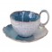 Tasse et sous Tasse en grès Bleu, 200 ml, Collection Quimper, Diam 20 cm