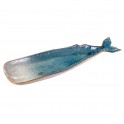 Petit Plateau Baleine en grès Bleu, Collection Marine Quimper, L 18 cm