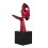 Sculpture Visage sur socle, souffle et baiser, Rouge intense, H 57 cm