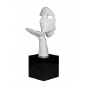 Sculpture Design : Visage sur socle & Envoi d'un baiser. H 57 cm