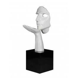 Sculpture Design Résine : Indiscrétion, Mod Blanc Satiné H 57 cm