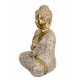 Déco Zen Grand Bouddha de Paix et Fleurs de Lotus dorées, H 38 cm