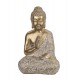 Déco Zen Grand Bouddha de Paix et Fleurs de Lotus dorées, H 38 cm