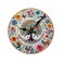 Horloge murale Arbre de vie et Fleurs multicolores, Diam 34 cm