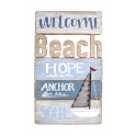 Plaque Bois vintage : Welcome Beach, Collection Bord de mer, H 46 cm