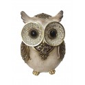 Figurine Hibou Coloré, Rouge Aspect Bois, H 12 cm