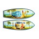 Set 2 planches de surf , 2 modèles van combi, plage et surf, L 60 cm