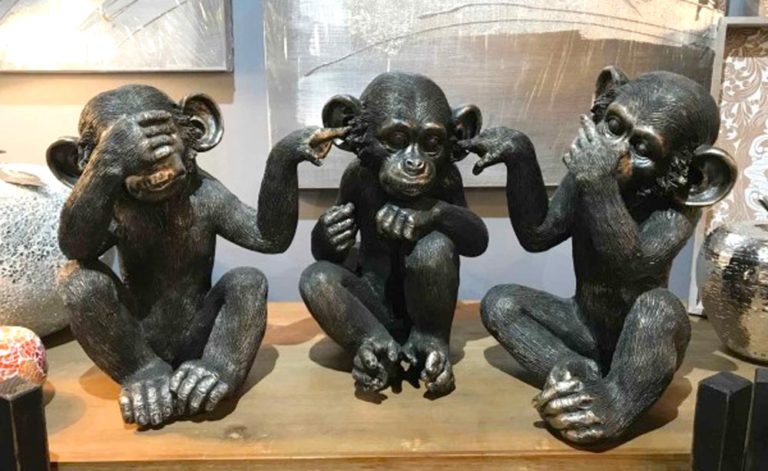Statues Singes Sagesse CDXHOME - Lot De 3 En Résine Bronze, 19.3cm - Décoration Bureau Maison